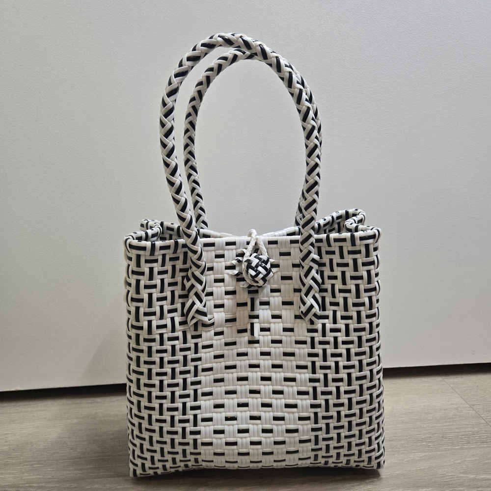 Black and White Woven Summer Bag